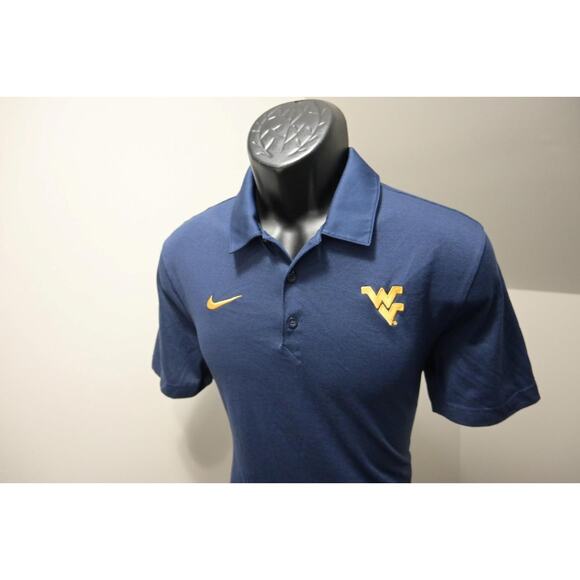 Nike Golf Polo Dri Fit West Virginia Dark Blue Athletic Shirt Mens Sz Small - Picture 1 of 7